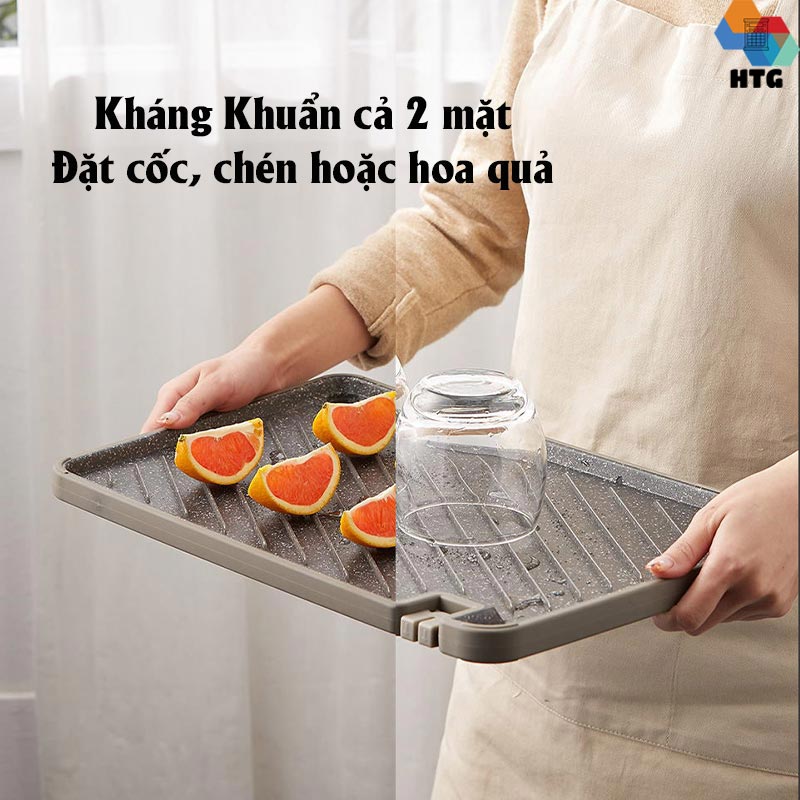 Thớt nhà bếp OOU 000031B kháng khuẩn, chống nấm mốc đa, rãnh thoát nước, mài dao, khổ lớn 40x28cm, hàng chính hãng