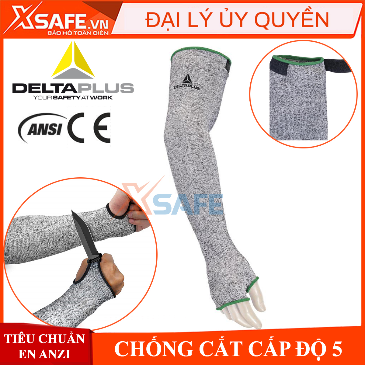 Ống tay chống cắt Deltaplus Econocut 5M cấp độ 5 ống tay bảo hộ chuyên dụng cho cơ khí kỹ thuật, làm việc với tôn, kính