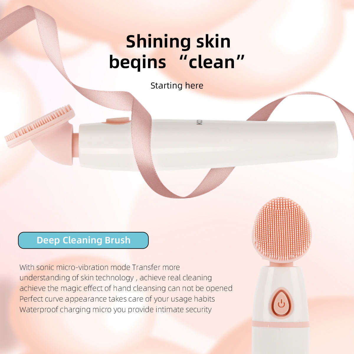 Máy massage mặt làm sạch da mini, Sử dụng pin, Tiện lợi khi mang theo KONKA KZ-JM01 - HÀNG CHÍNH HÃNG