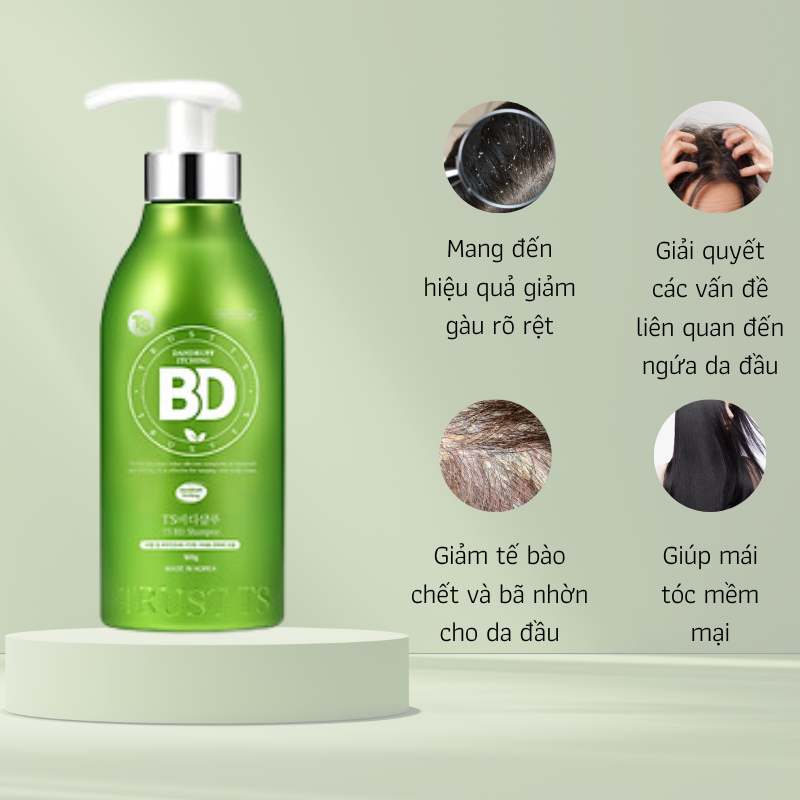 Dầu gội đầu TS BD ngăn ngừa gàu và giảm ngứa da đầu cãi thiện tóc mềm mại 500ml