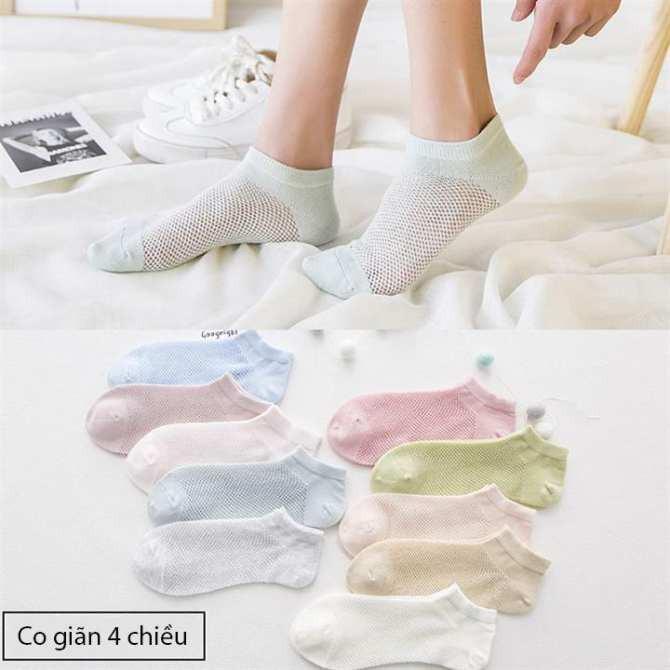 Set 5 đôi tất lưới thông hơi thoáng khí cho bạn gái năng động, vớ lưới thoáng mát mùa hè