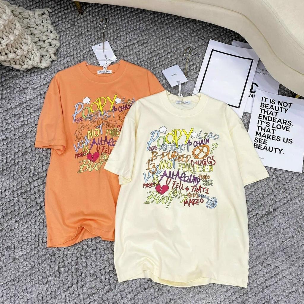 Áo phông nữ cao cấp freesize cotton khô in hình chữ HEFS015