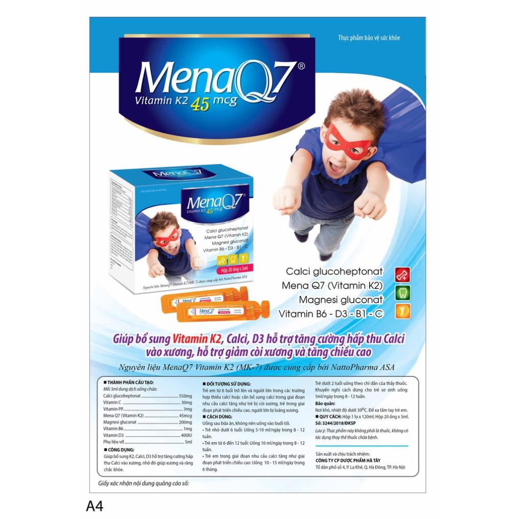 Midu MenaQ7 K2 45mcg - Bổ sung K2, Calci, D3 hỗ trợ tăng cường hấp thu Calci vào xương cho trẻ