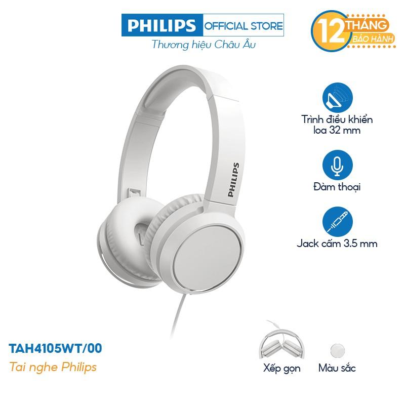 Tai nghe Philips TAH4105WT/00, Có dây  - Hàng Chính hãng , Bảo hành 12 tháng