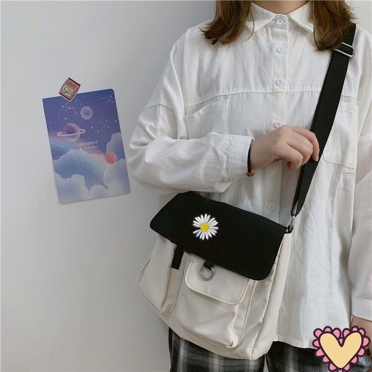 InsKorean Style Cute Girl Student Cross-Body Canvas Bag2020All-Matching Internet Celebrity Shoulder Large Capacity Schoo