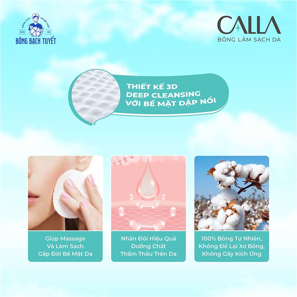 Combo 2 bịch Bông tẩy trang làm sạch da Bông Bạch Tuyết Calla Sạch Sâu & Mềm Mịn