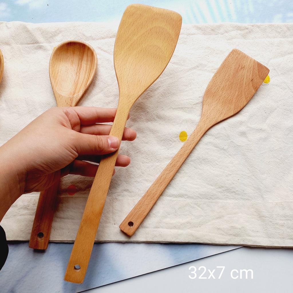 Muôi Sạn Xào Gỗ Beech Tự Nhiên Cao Cấp, Muôi Sạn Gỗ Decor Chụp Ảnh Trang Trí Của Craft Closet