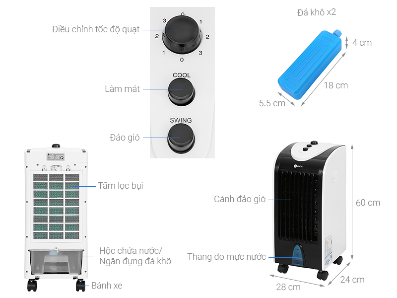 Quạt điều hòa hơi nước bảo hành 18 tháng