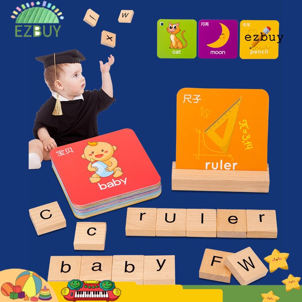 EY-See Spell Learning Toy Wooden Alphabet Words Cards Matching Puzzles Education