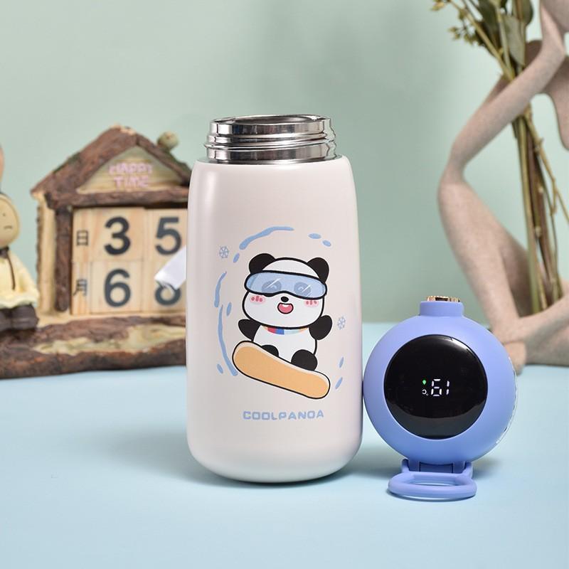 [GDSG235] Bình giữ nhiệt mini siêu cute COOL PANDA có ống hút silicon 420ml bình nước giữ nhiệt