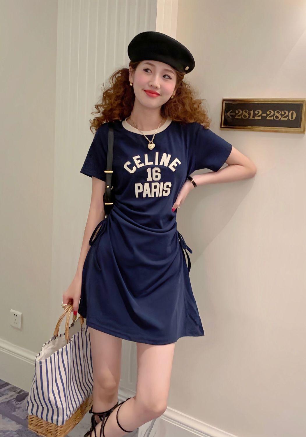 SHUANGYAN Pháp ăn mặc giản dị trăm phù hợp retro học viện phong cách váy đụng màu váy vừa vặn khí chất thắt lưng lộ vẻ gầy in váy
