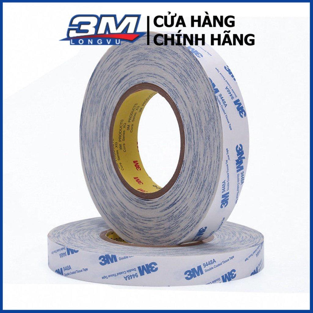 Băng Keo 2 Mặt Chịu Nhiệt Dán Linh Kiện Điện Tử 3M Khổ 08mm x 50m 9448A-08 - 3M Long Vu