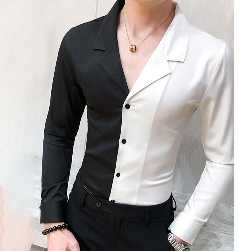 Áo sơ mi nam Sơ mi nam dài Tay cổ Vest lịch lãm tôn sáng mặt phối 2 màu chủ đạo độc lạ thu hút ánh nhìn H21