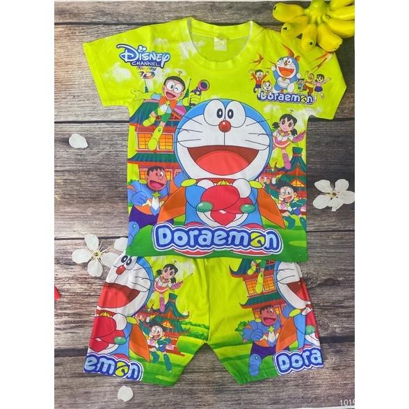 Bộ Thun Size 7-19Kg, 6 Tháng-5 Tuổi In 3D Đoraemon, Áo Quần Thun Lạnh Bé Trai