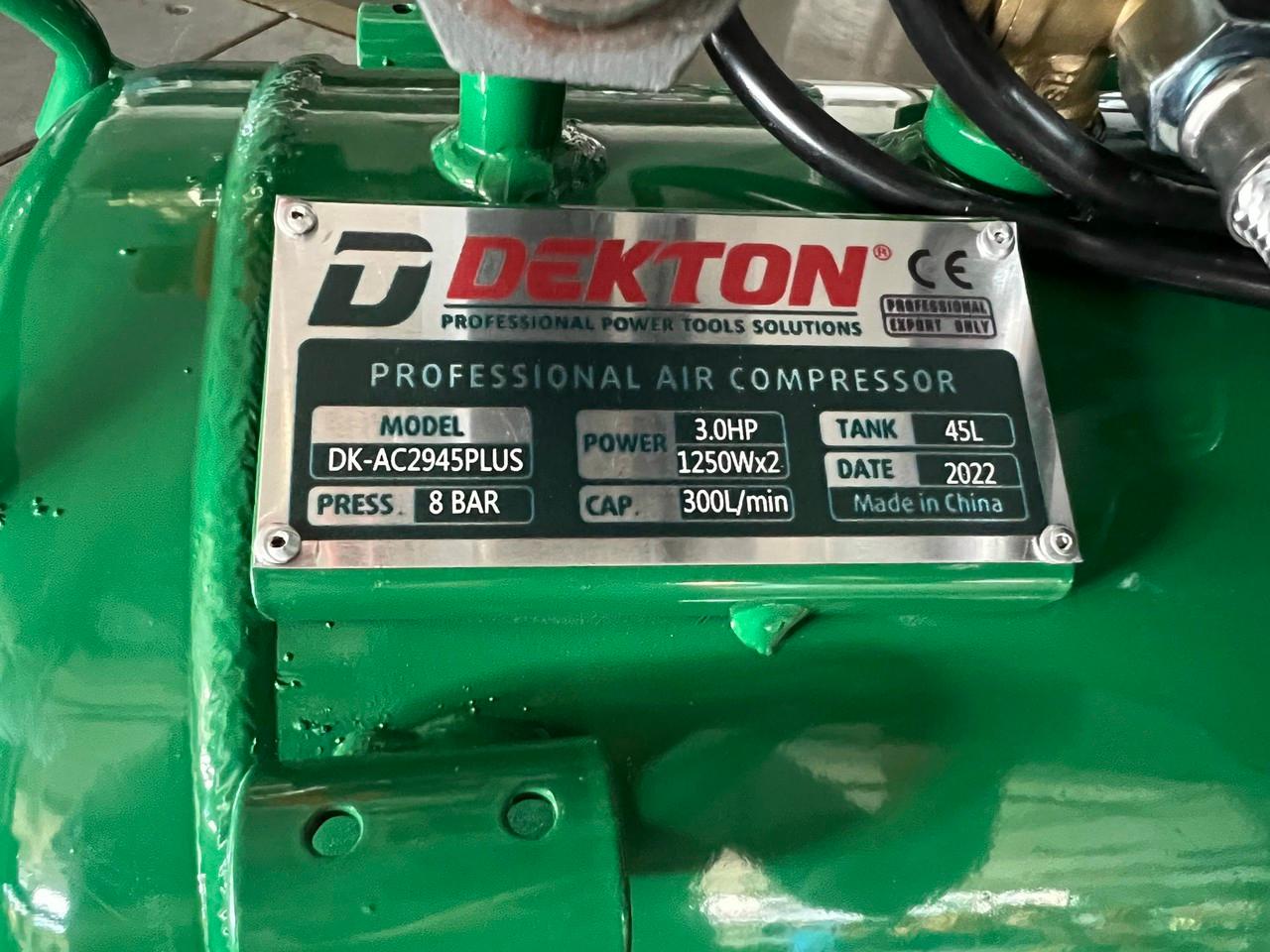 MÁY NÉN KHÍ KHÔNG DẦU 1250Wx2, 3,0HP 45L DEKTON DK-AC2945PLUS - HÀNG CHÍNH HÃNG