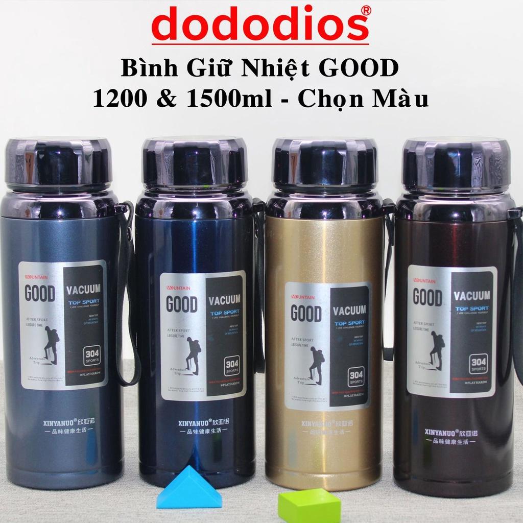 Ly giữ nhiệt dododios 1200-1500ml LHC3249 - Hàng chính hãng, mở nắp một chạm, chất liệu thép không gỉ miệng ly rộng