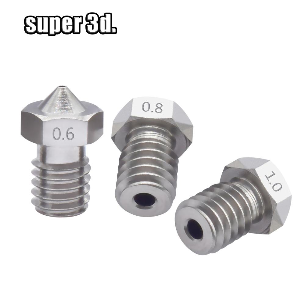 2PCS V5 V6 Vòi phun thép không gỉ 0,2/0,3/0,4/0,5/0,6/0,8mm M6 vòi cho máy in 3D 1,75/3.00mm