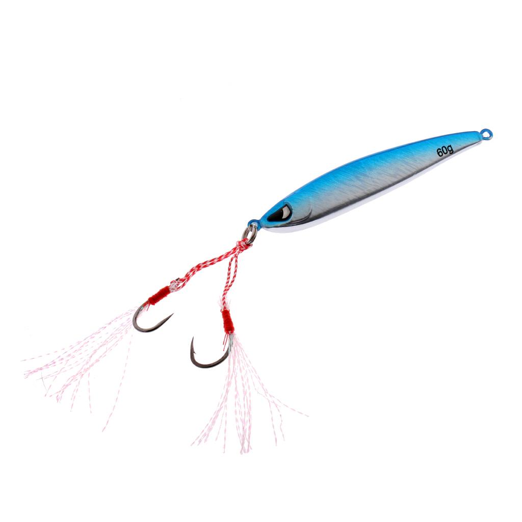 Fishing Lure Lead Fish Metal Jigging Wobbler Crankbaits Bass Baits 60g Blue