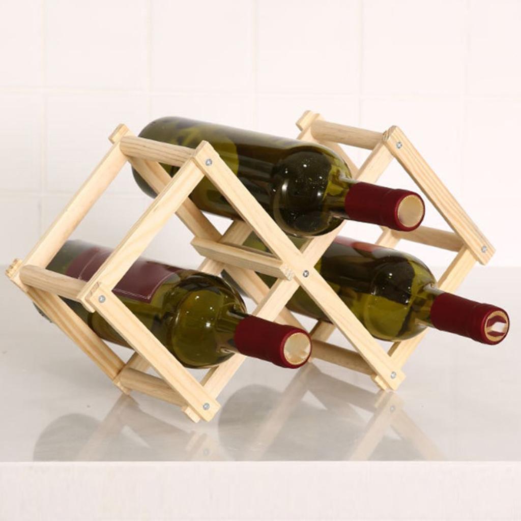 Wooden Red Wine Rack Bottle Holder Display Shelf Foldable