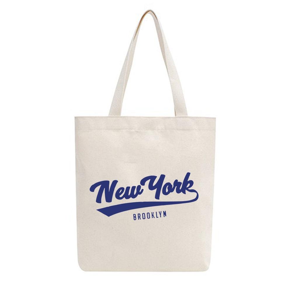 Túi tote vải mộc Tiệm nhà Pony dây kéo in hình New york PM05