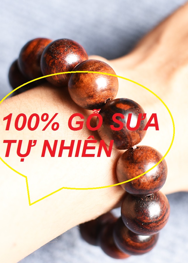 Set Vòng đeo tay Gỗ Sưa đỏ tự nhiên, kèm hộp đựng lót lụa