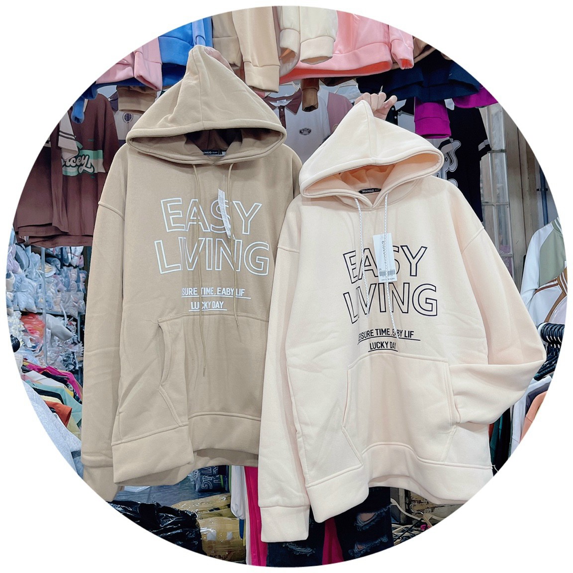 Áo hoodie nỉ ngoại logo easy living form to rộng dưới 90kg, Áo Hoodie EASY LIVING Với 5 Tone Màu Trendy, Áo Hoodie nỉ bông Easy Living unisex nam nữ nhiều màu (Ảnh thật/Có sẵn), Áo hoodie EASY LIVING mũ 2 lớp