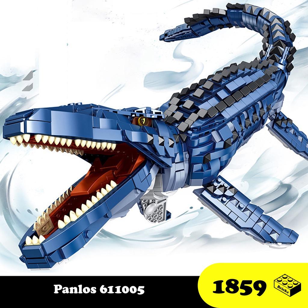 Đồ chơi Lắp ráp Khủng Long Biển Mosasaurus, Panlos 611005 Thằn lằn sông Xếp hình thông minh