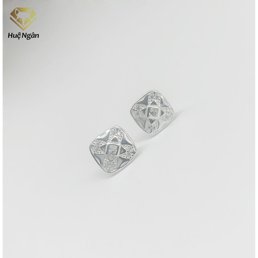 Bông tai bạc Ý 925 Huệ Ngân - Nụ vuông cá tính YCXR078