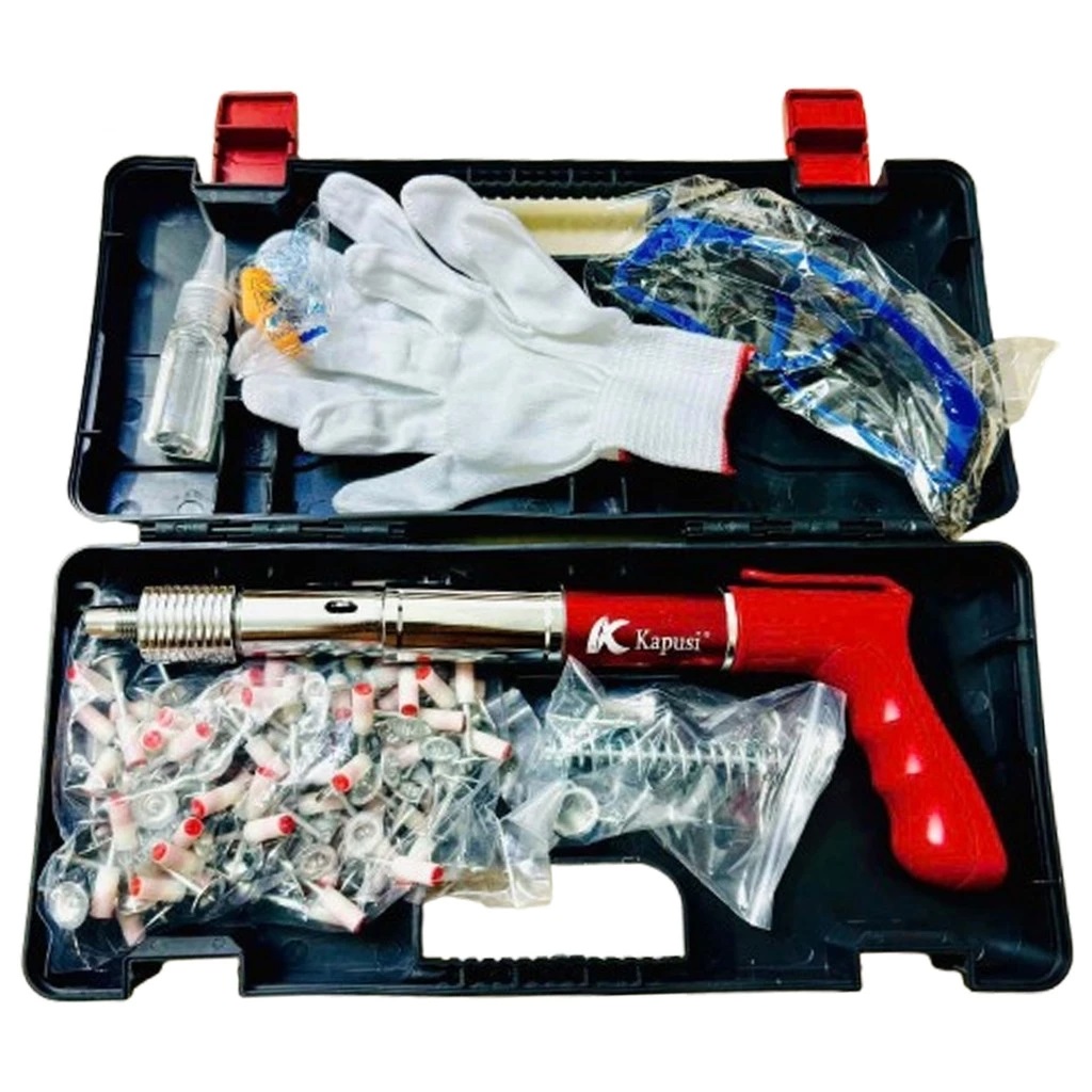 Máy Bắn Đinh Hạt Nổ GDV Kapusi Bắn Đinh Bê Tông Tay Cầm Đỏ - TẶNG KÈM 100 ĐINH, Đóng Đinh Dễ Dàng, Bộ Giảm Thanh Đôi - Hàng Chính Hãng