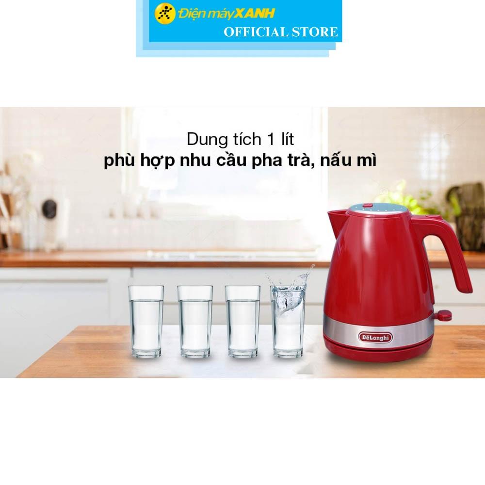 Bình đun siêu tốc Delonghi 1 lít KBLA2000.R - Hàng Chính Hãng