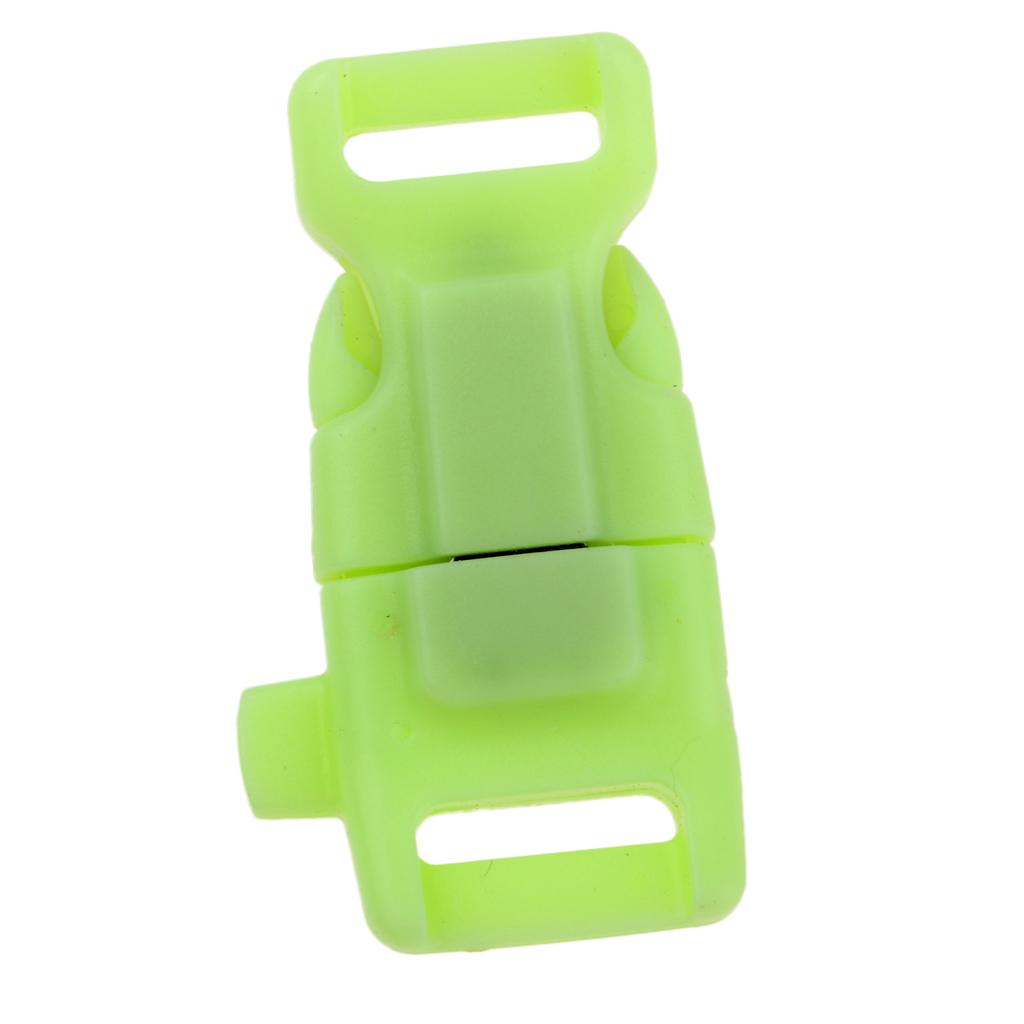 2xPlastic Side Release Buckle Whistle Compass Flint Fire Starter Fluorescent