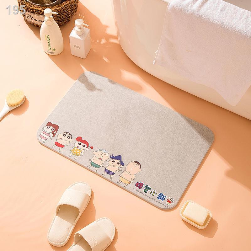 Crayon Shin-chan bùn tảo cát phòng tắm chống trượt điatomaceous đất tự nhiên miếng đệm chân thấm hút và nhanh khô b