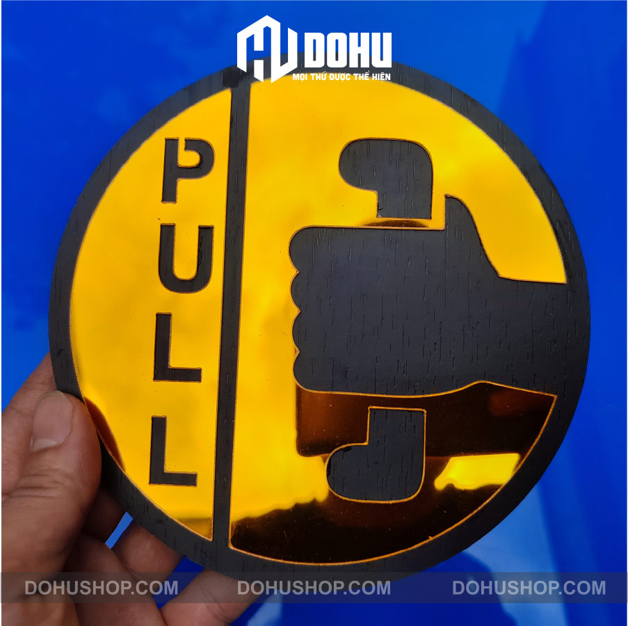 Bảng Gương Vàng Gắn Cửa Pull và Push - Có sẵn băng keo phía sau
