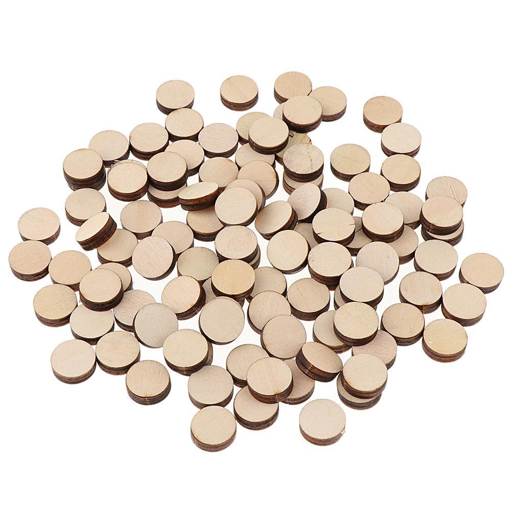 100 Pieces Mini Round Unfinished Wood Embellishments For Art DIY Crafts 16mm