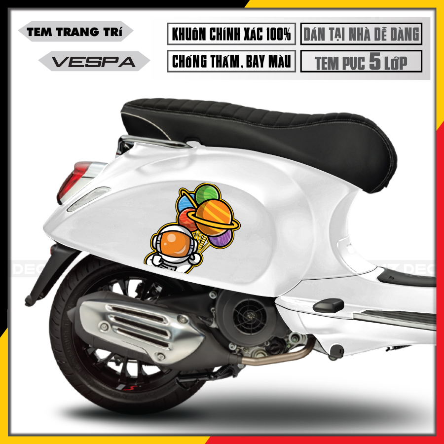 Tem Vespa Phi Hành Gia Bóng Bay | VP29 | Decal Cho Xe Vespa Sprint/Primavera/GTS/LX