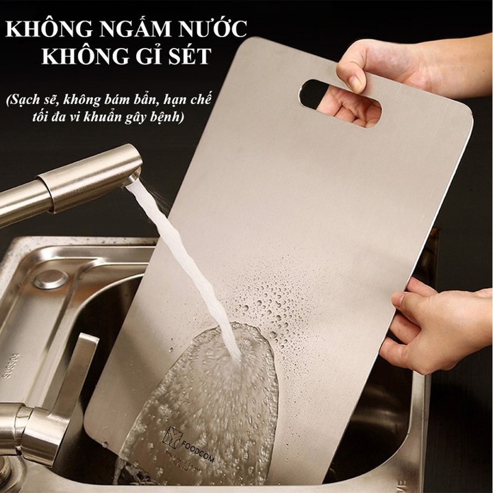 Thớt Inox 304- Kích thước lớn 35 x 25 cm - Kháng khuẩn-Cường lực