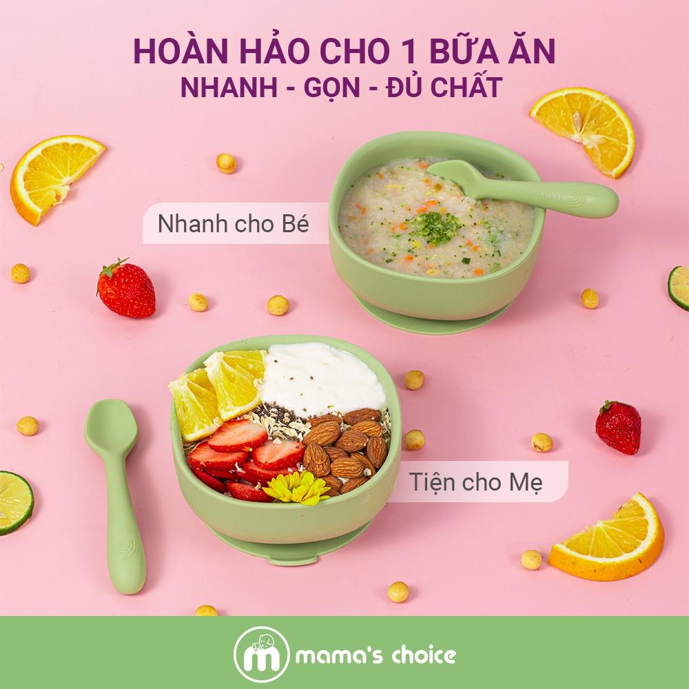 Bát Ăn Dặm Silicone Mama's Choice Cao Cấp, Đế Hít Chống Trượt Đổ Giúp Bé Ăn Dặm Dễ Dàng, Kiểm Định An Toàn Quốc Tế