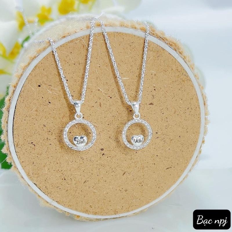 Dây chuyền Tim , Vòng cổ tim đính đá️ MIỄN PHÍ KHẮC ️ Bạc Ta - Bạc Npj
