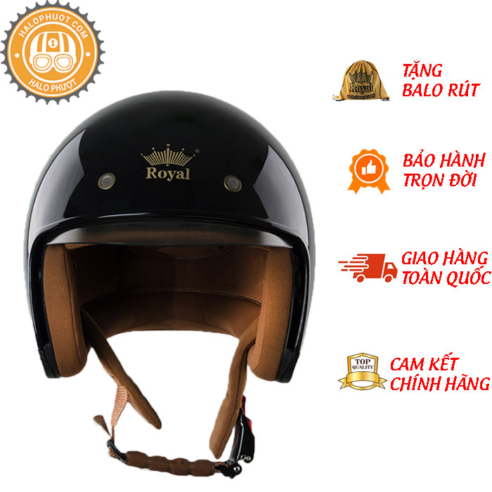 Mũ Bảo Hiểm Royal M139 Kính Âm - Đen Bóng - M