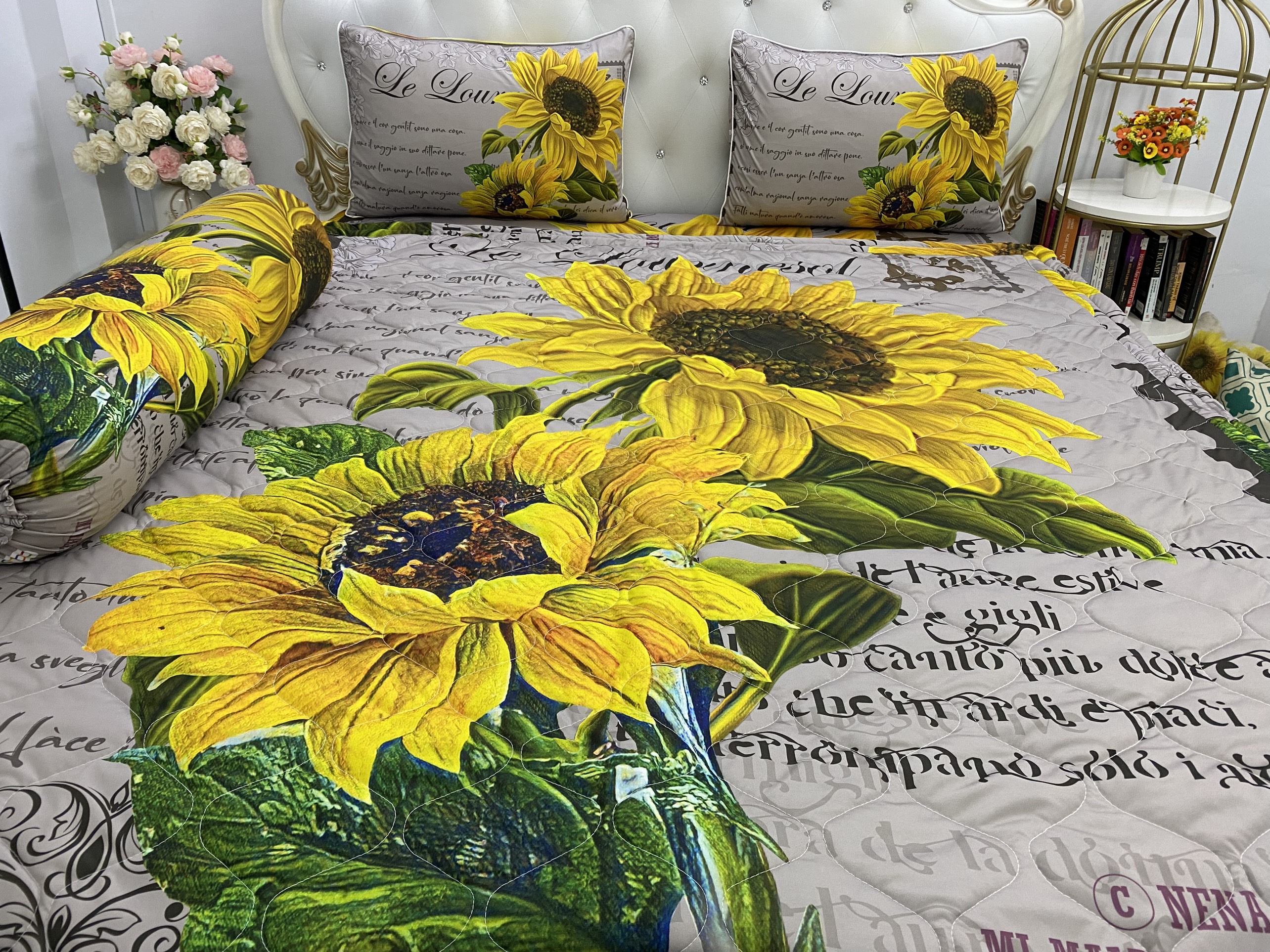 Bộ Drap mền gối thun Ý 5D Cao Cấp , mát lạnh, thấm hút tốt.