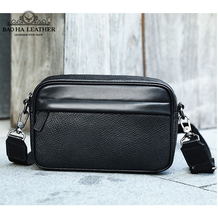 Túi đeo chéo nam mini da bò thật BAOHA LEATHER BHM6189 Túi da đeo vai nhỏ