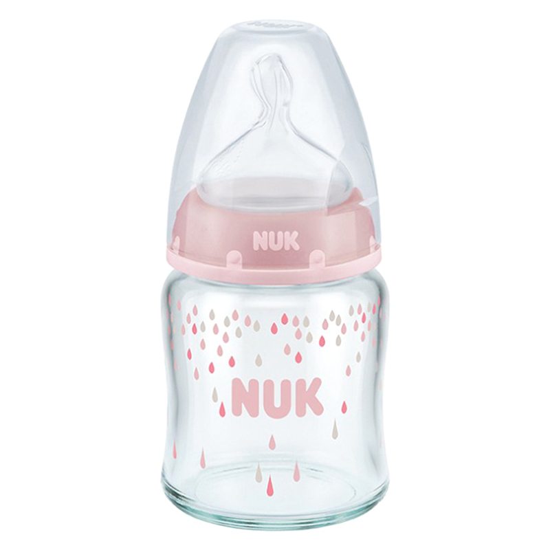 Bình Sữa Thủy Tinh 120ml Núm Ti Silicone S1 Nuk NU66126 - Màu Ngẫu Nhiên