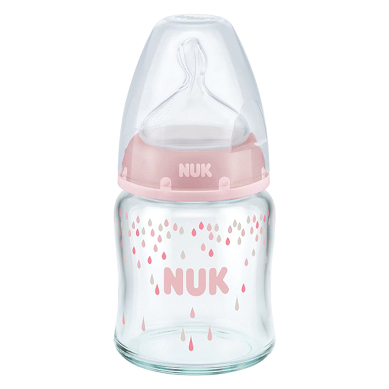 Bình Sữa Thủy Tinh 120ml Núm Ti Silicone S1 Nuk NU66126 (Size M) - Màu Ngẫu Nhiên