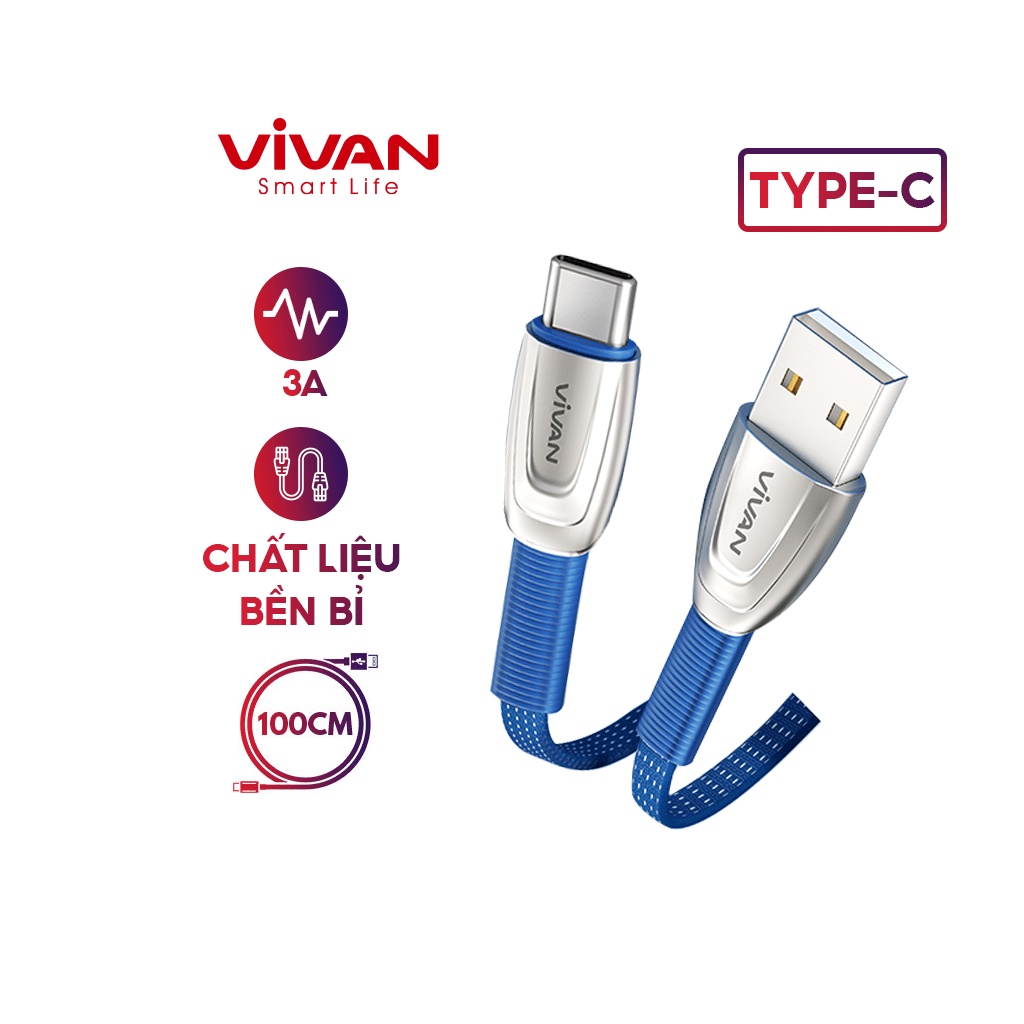 Cáp Sạc Nhanh Type-C VIVAN BTK-CS 3A 1m - Hàng chính hãng