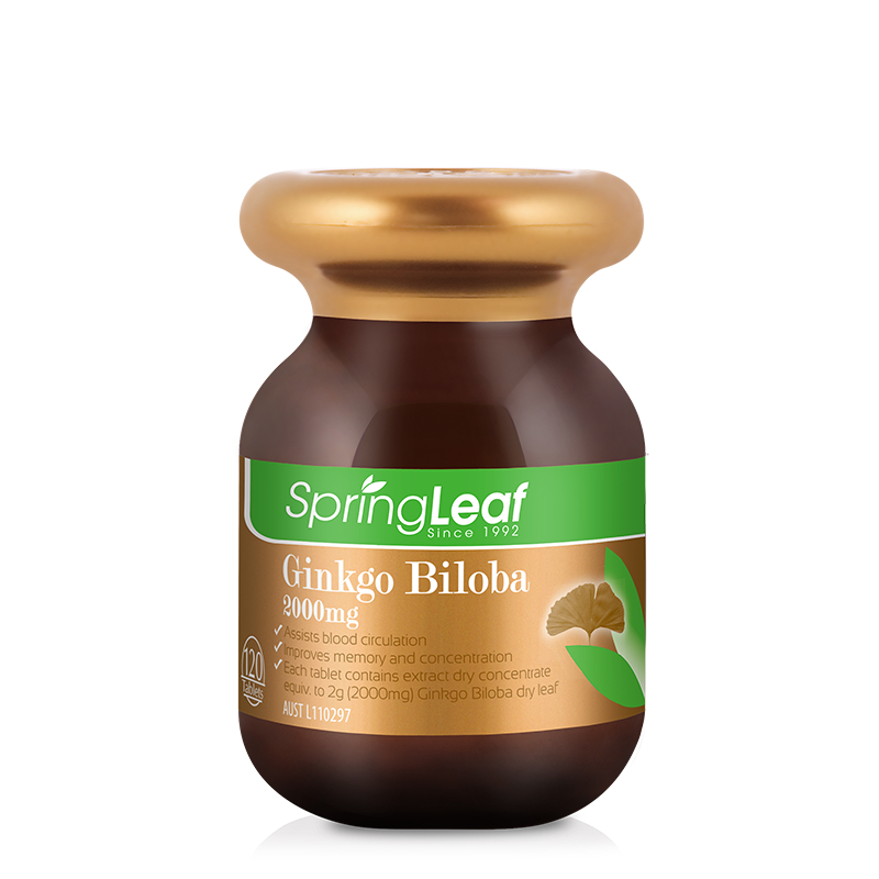 Viên uống bổ não tăng cường tuần hoàn não SpringLeaf Ginkgo Biloba 2000mg 120 viên