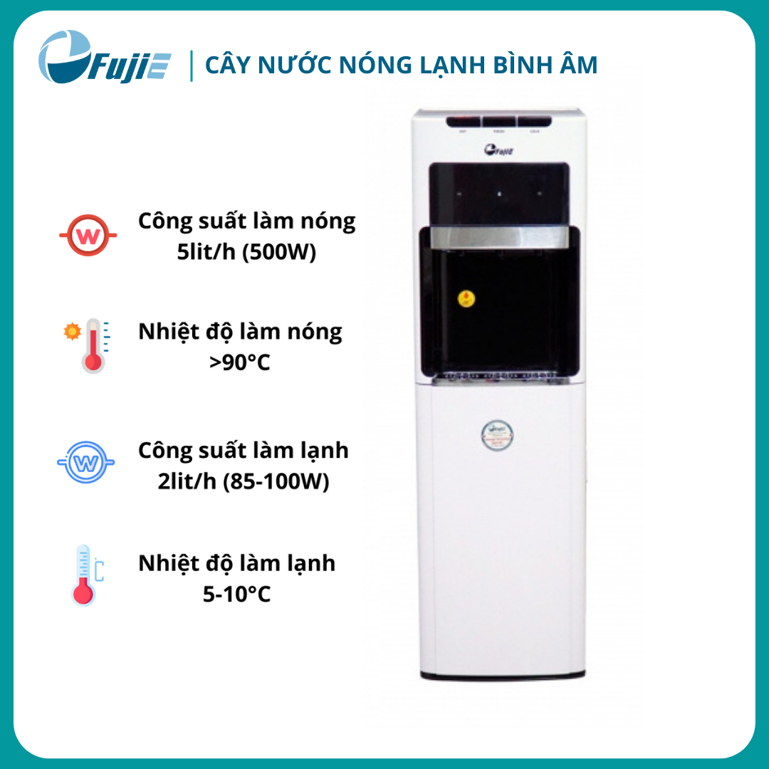 Cây nước nóng lạnh bình âm cao cấp FujiE WD8500C, làm lạnh nhanh bằng block, thiết kế sang trọng - Hàng chính hãng