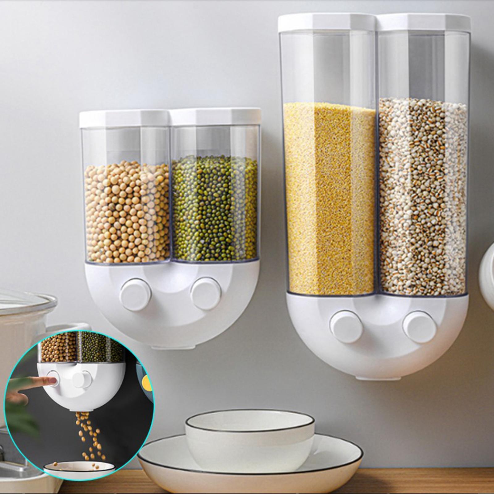 2-3pack Kitchen Food Storage Container Cereal Dispenser Wall Mounted Large White