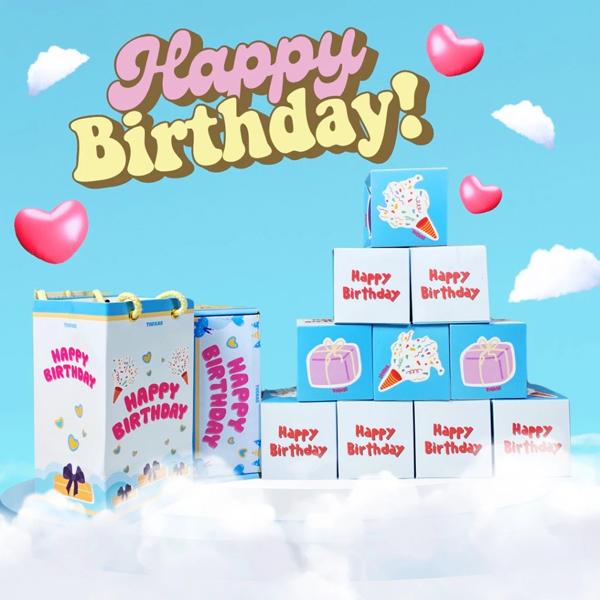 Hộp Quà Tự Bung Happy Birthday - The Kas - Màu Xanh