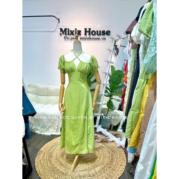 Đầm maxi đi biển mặc được 2 kiểu màu xanh đen