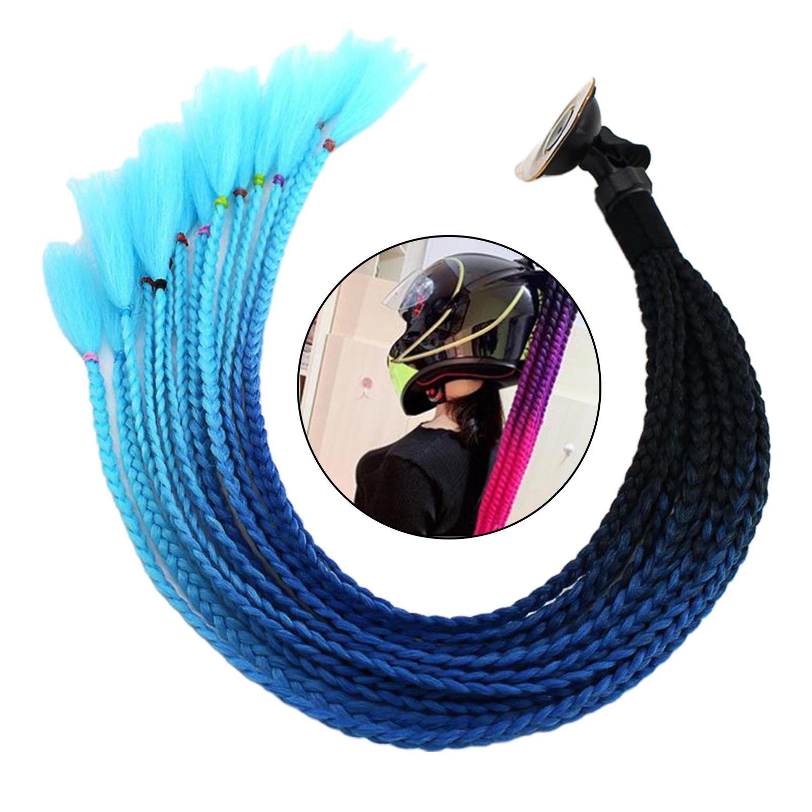 55cm Hair Gradient Ponytail for Motorcycle Black Light Blue